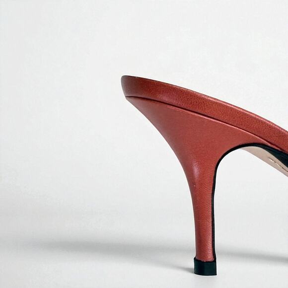 Gucci Pink Leather Peep Toe Mules | Stiletto Heels | Size 38 - Picture 7 of 9